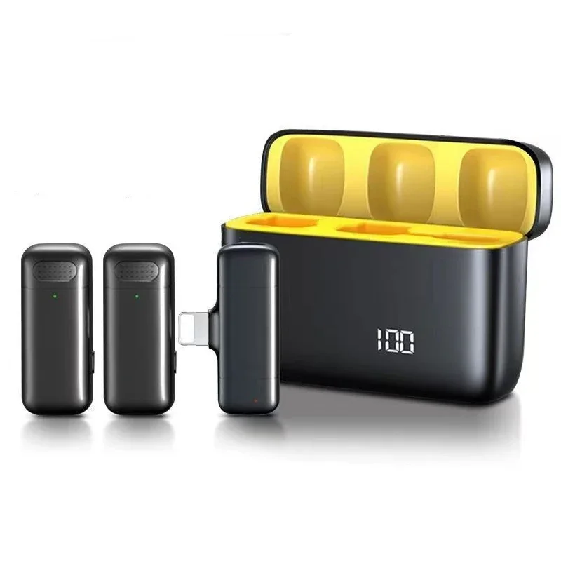Mini Tragbare kabellos Lavalier-mikrofon Lärm die Ermäßigung Audio- Video Aufnahme Mikrofon Für iPhone Android Mit Ladung Kasten: Goldene