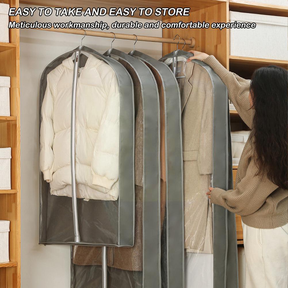 Non Woven Clothing Dust Covers Long Suit Bag Garment Dress Clothes Dust Organizer Coat Suit Wardrobe Cover Protector Bag St R1E0