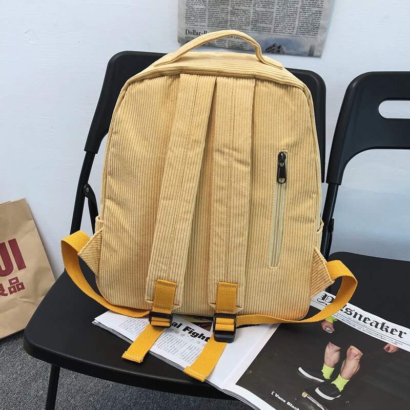 Ladies Solid Pink Corduroy Kawaii Student Backpack Trendy Cute Girl Travel Bag Female Backpack Women College Laptop Bags