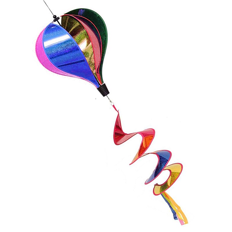 Air Balloon Wind Spinner Rainbow Sequins Windsock Striped Outdoor Yard Decor MAY22