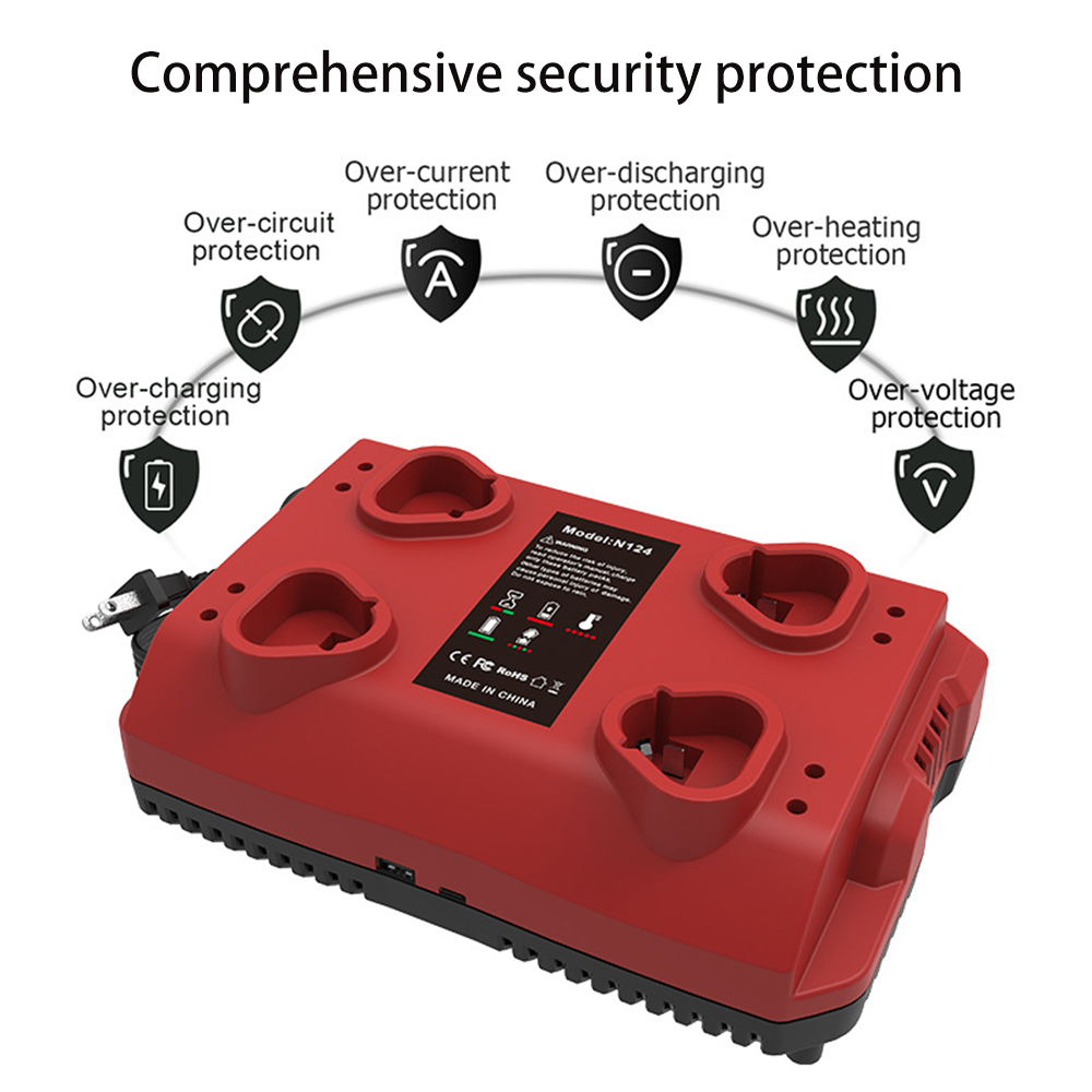 Suitable for Milwaukee M12 N12 lithium ion battery charger N124-4 charging 12A144W fast charging with USB and Typec output ports