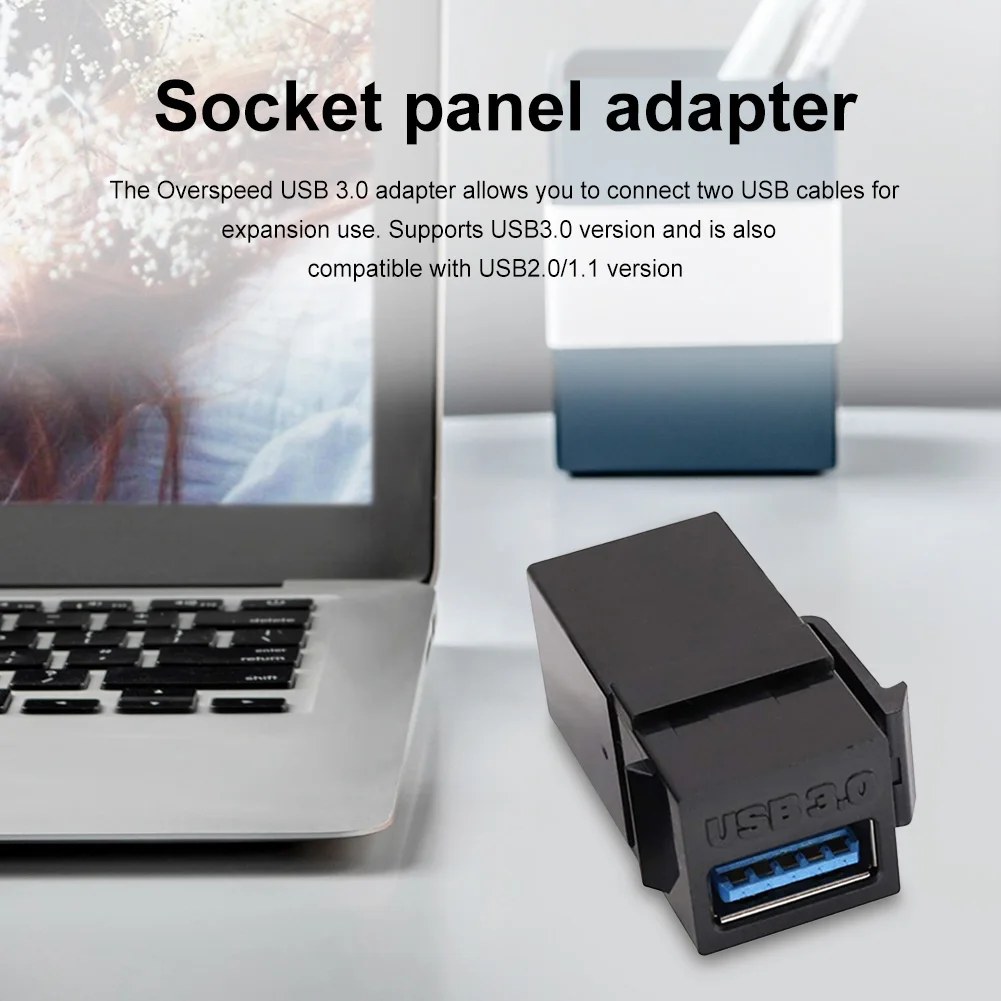 1-4 pcs usb 3,0 keystone jack inserts, female to female, for wall plate outlet panel with usb port snap-in plug socket
