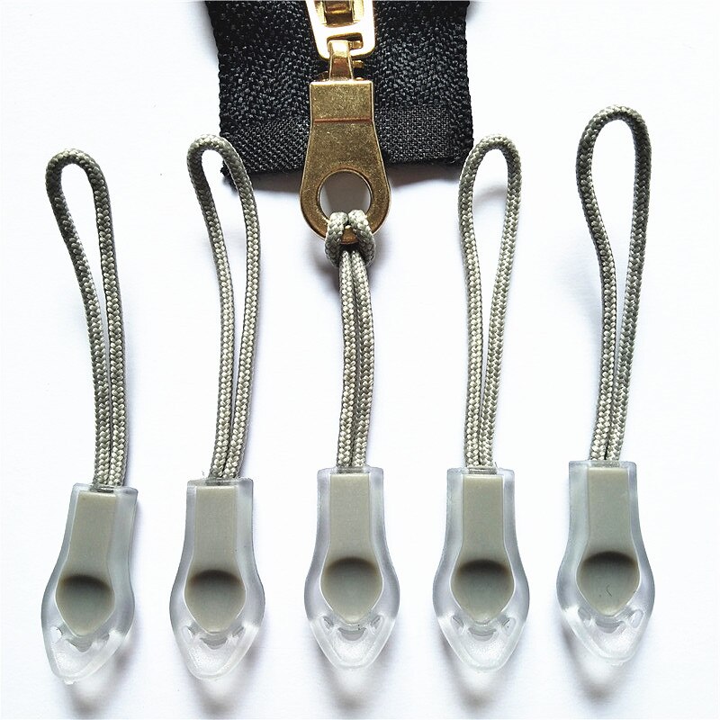 50Pcs Backpack Zipper Transparent Pull Cord Zip Fastener Zip Slider: 50pcs Beige