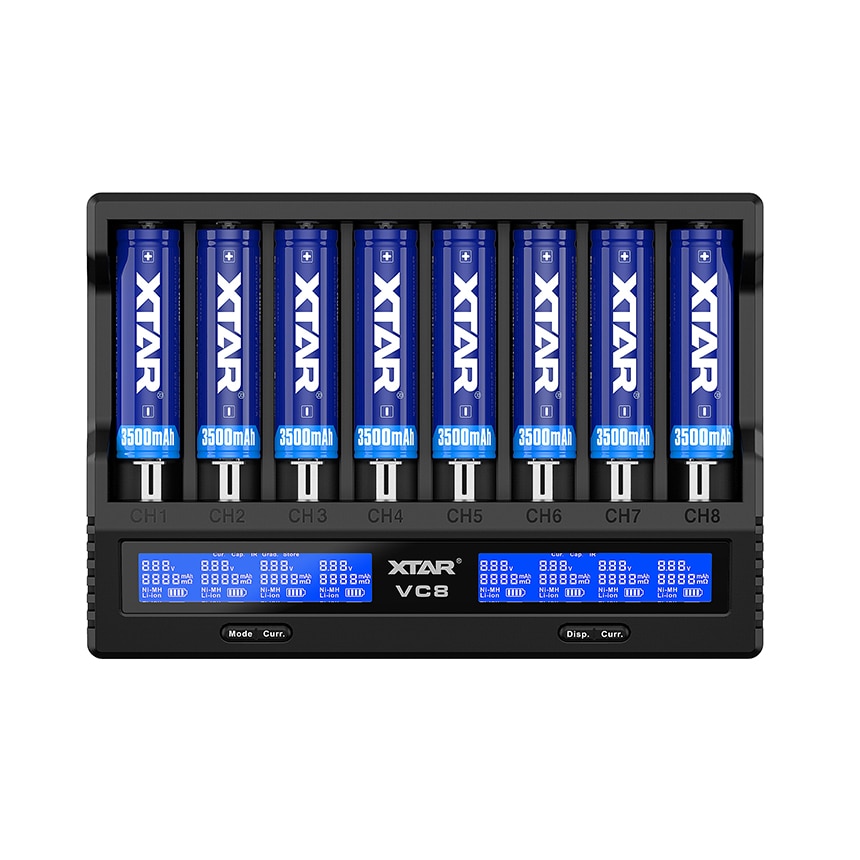 Xtar VC8 Batterij Lader Lcd Display Xtar Charger VC8 = VC4 + VC4S QC3.0 Snel Opladen 26650 21700 20700 18650 Batterij