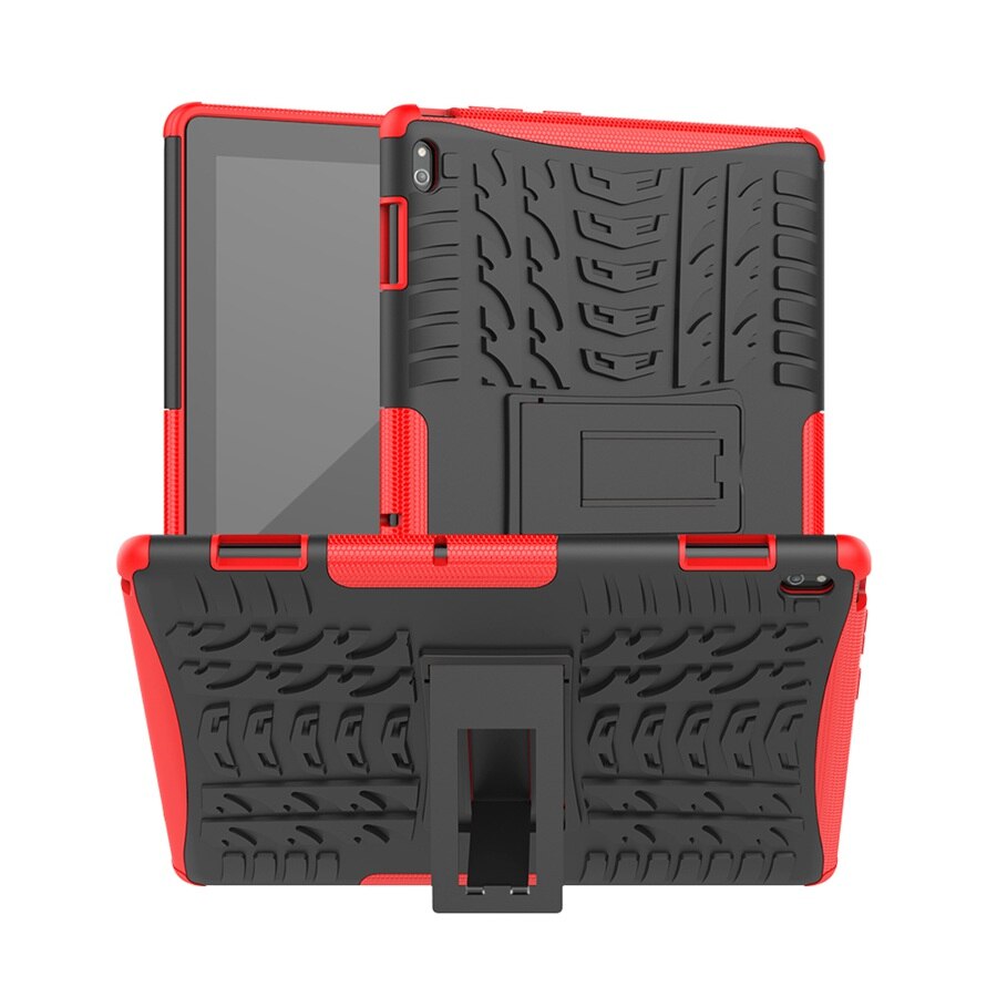 Stoßfest Rügestochen Für Lenovo Tab E10 fallen 10,1 zoll TB-X104F TB X104F fallen TPU + PC hybrid rügestochen Stehen Tablette abdeckung + Stift: rot