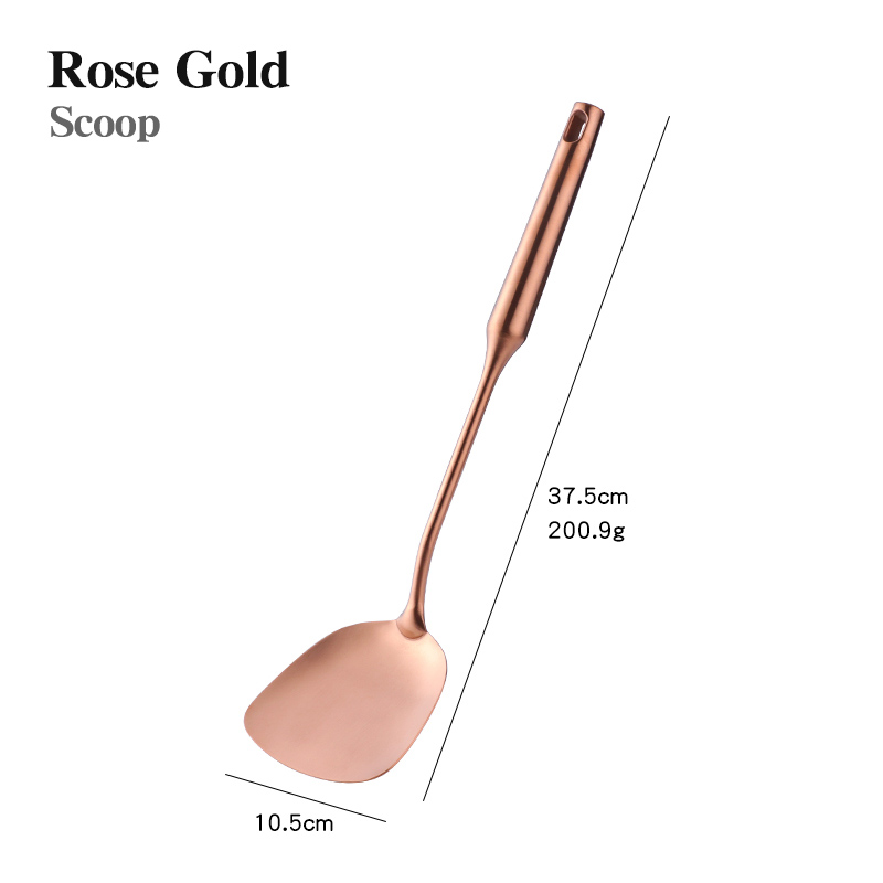 Rose Gold Stainless Steel Spatula Skimmer Ladle Turner Rice Soup Spoon Kitchen Accessories Cooking Tool Serving Utensil Set: B