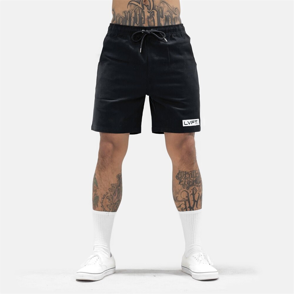 Short avec cordon de serrage pour homme, survêtement décontracté, grande taille, pour entraînement, Gym, musculation, Fitness, été: Black / XXL