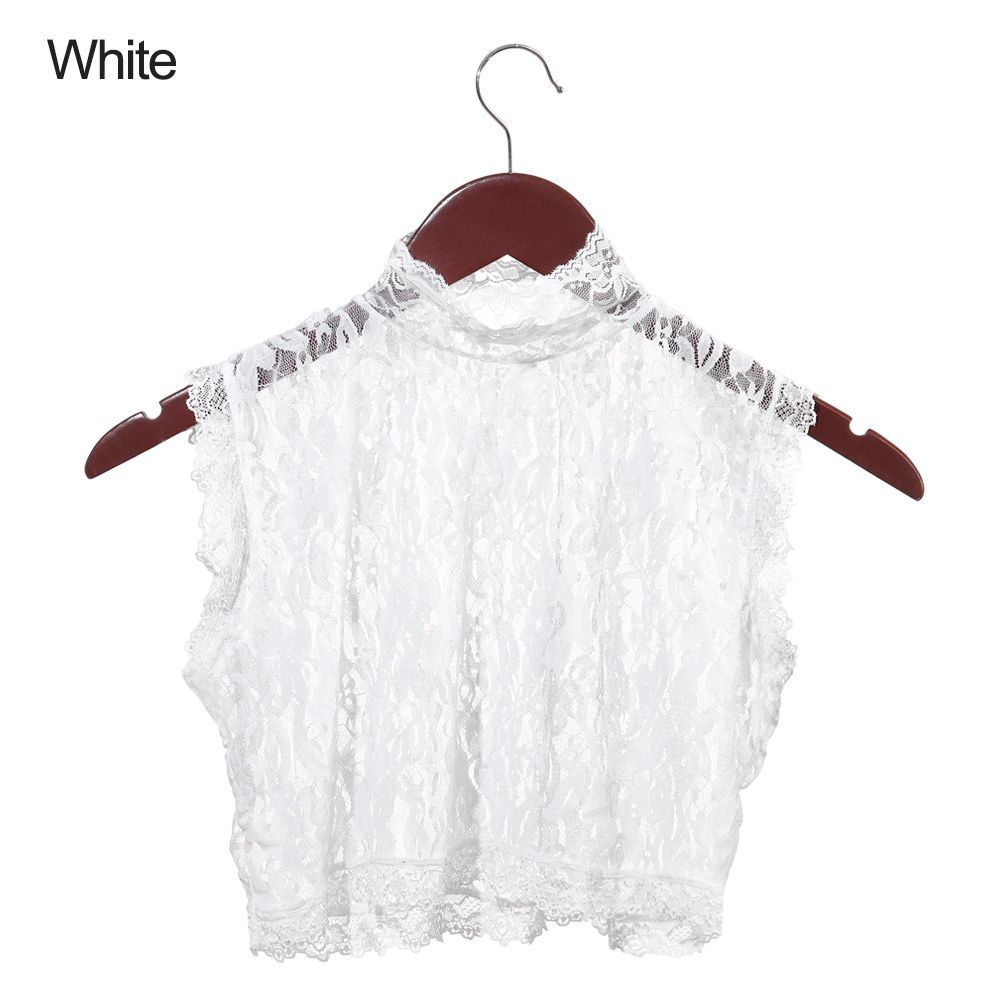 Chemisier Vintage à faux col en dentelle pour femmes, chemise Simple à la , faux cravate à revers, accessoire de vêtements: white