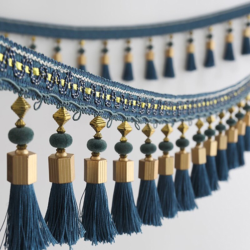1M Curtain Tassel Beaded Fringe Sewing Trim Braid Boho Upholstery DIY Party Hanging Ring Cords Tassel Garments Jewelry Decor: 9