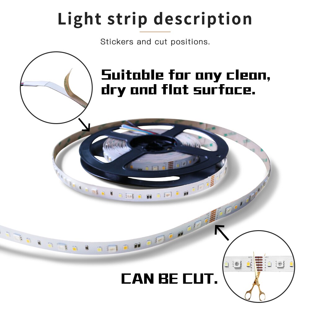 Gledopto RGB+CCT LED strip light rgb ww/cw DC24V 5 meters IP65 waterproof and IP20 not waterproof rgbcct light SMD 5050 SMD 2835