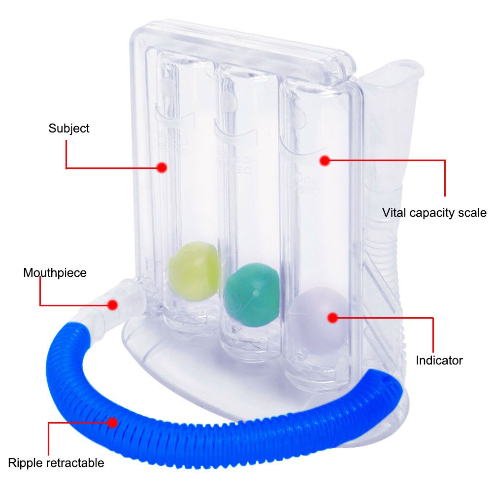 1 Pcs Ademen Trainer Drie-Bal Meter Spirometrie Trainer Longfunctie Sporter Revalidatie Training