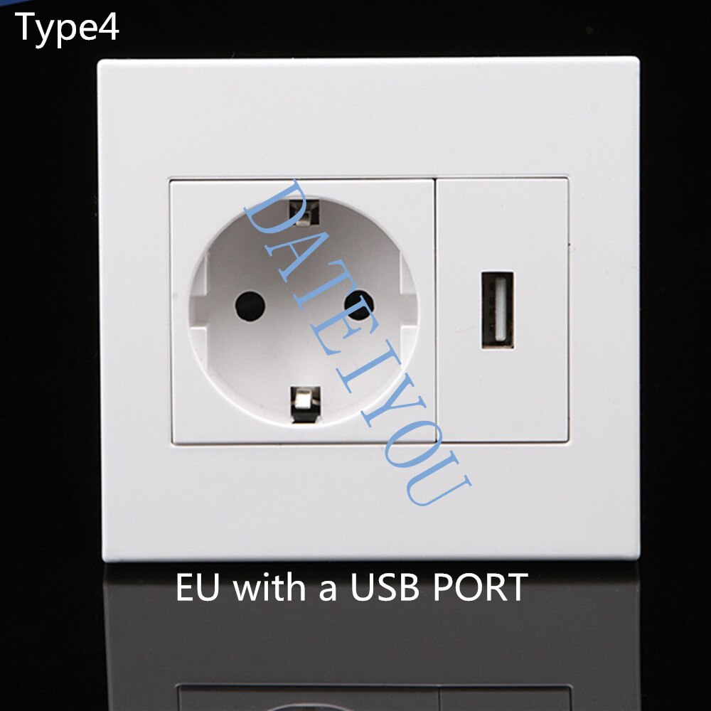 Wall Switch Socket EU German/French Standard Push Button Switch/computer interface/USB With Socket Panel Wall Light Switch 16A