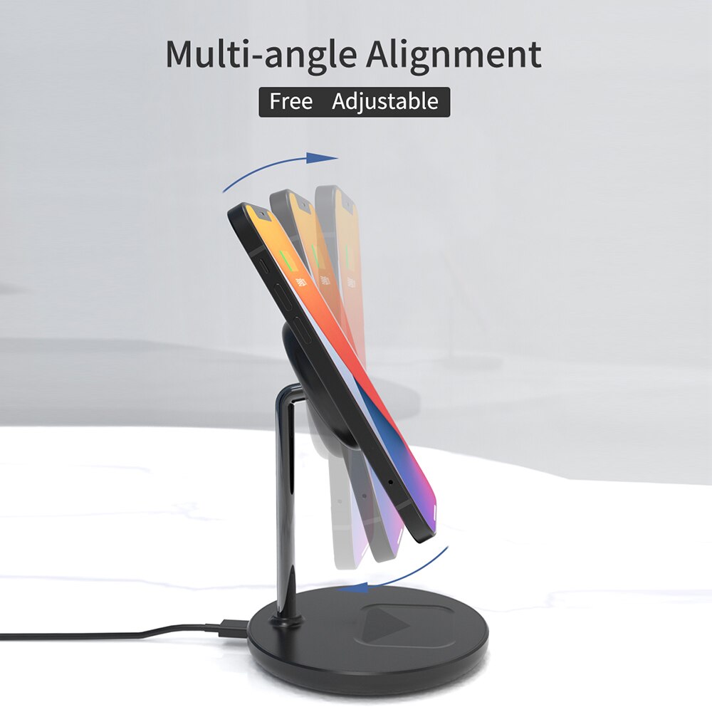 Magnetic Wireless Charger 2 in 1 Stand For iPhone 13/12 Pro/11/X Desktop Phone Holder 15W Qi Wireless Charging For Airpods 2 3