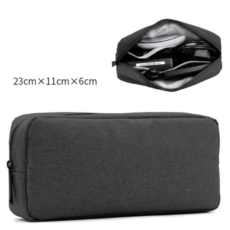 Business Travel USB Cable Bag Electronics Storage Bag Digital Gadget Oxford Zipper Organizer Case: black