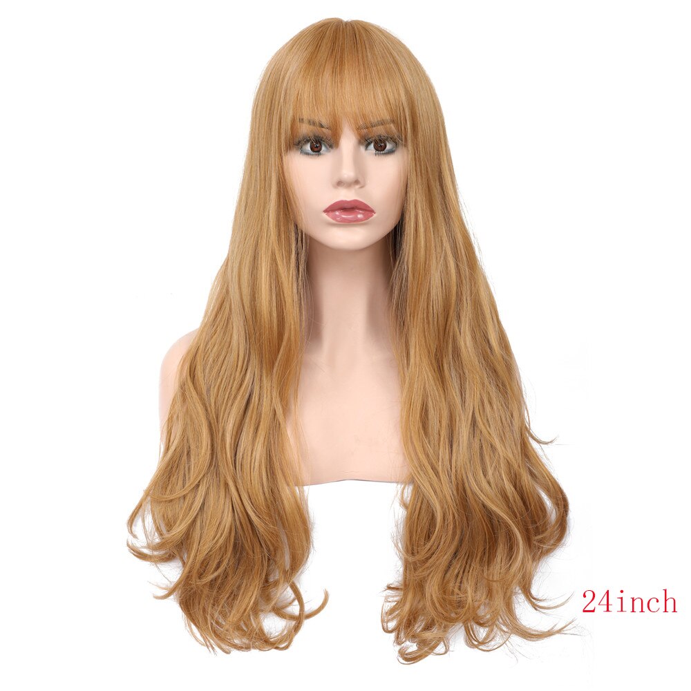 X-TRESS Lichtbruin Gekleurde Vrouwen Pruiken Synthetisch Haar Machine Gemaakt Met Pony Pruik Daily Party Cosplay Pruik: Loose Wave-24inch