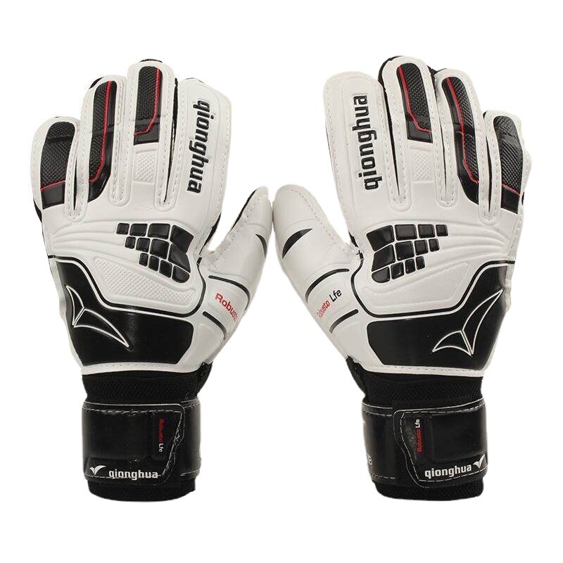 4MM Men Goalie Soccer Goalkeeper Gloves Thicken with Slip Protective Full Latex Football Gloves for Adult Child: Black white / 10