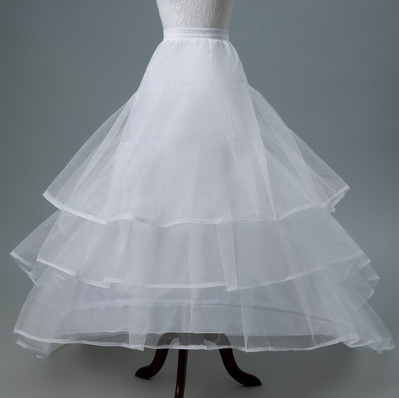 White Petticoat Train Crinoline Underskirt 3-Layers 2 Hoops Petticoat For Wedding Dresses Bridal Gowns CQ005: Default Title