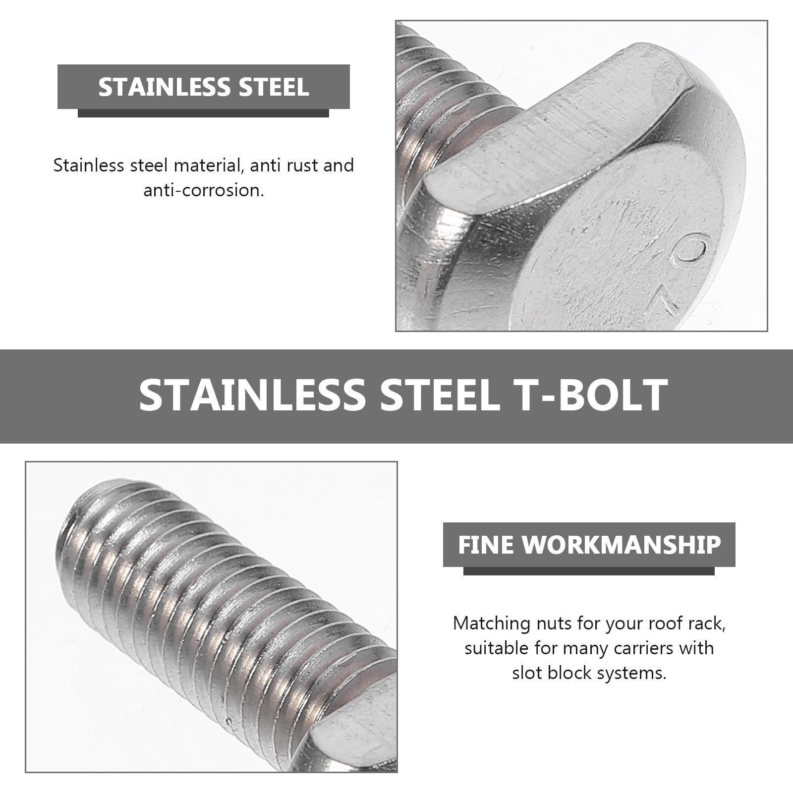 4pcs Long T Shape Bolts Square Head Screws Stainless Machine Screw T-slot Bolts