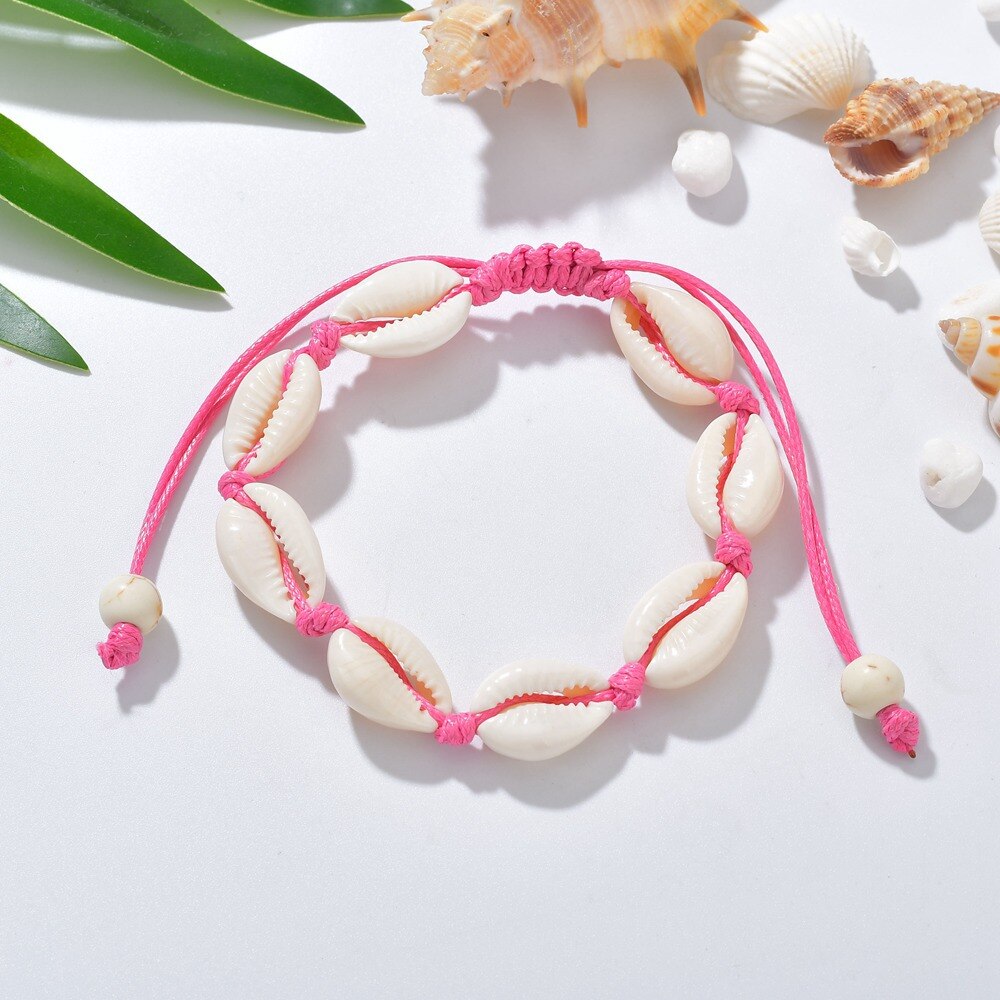 Cavigliere lolede per donna shell Foot Jewelry Summer Beach bracciale a piedi nudi caviglia sulla gamba cinturino alla caviglia accessori bohémien A02: Mei red