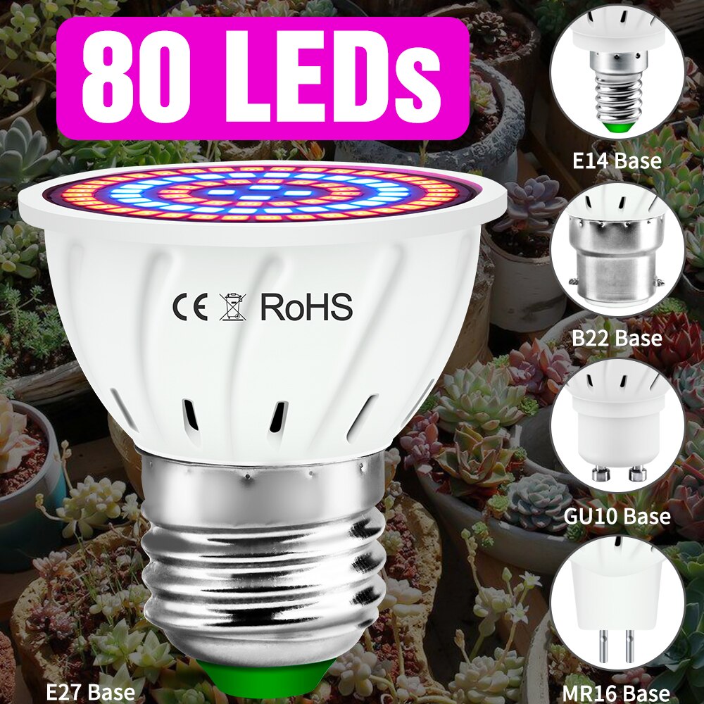 80 led  e27 led grow light  e14 full spectrum bulb  gu5.3 plant growth light 220v gu10 phyto lamp  mr16 grow telt  b22 drivhus 2835