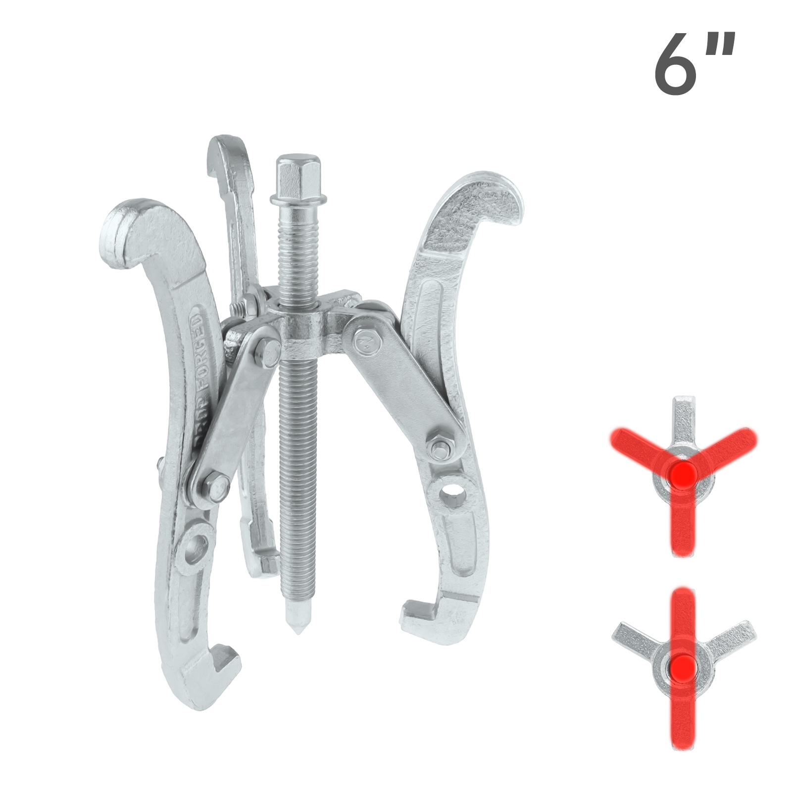 3/4/6/8/10 Inch Gear Puller High Carbon Steel Forging Three Claws Claw Puller Removal Tool for Gears /Pulleys / Bearings ﻿: Red, Silver Tone