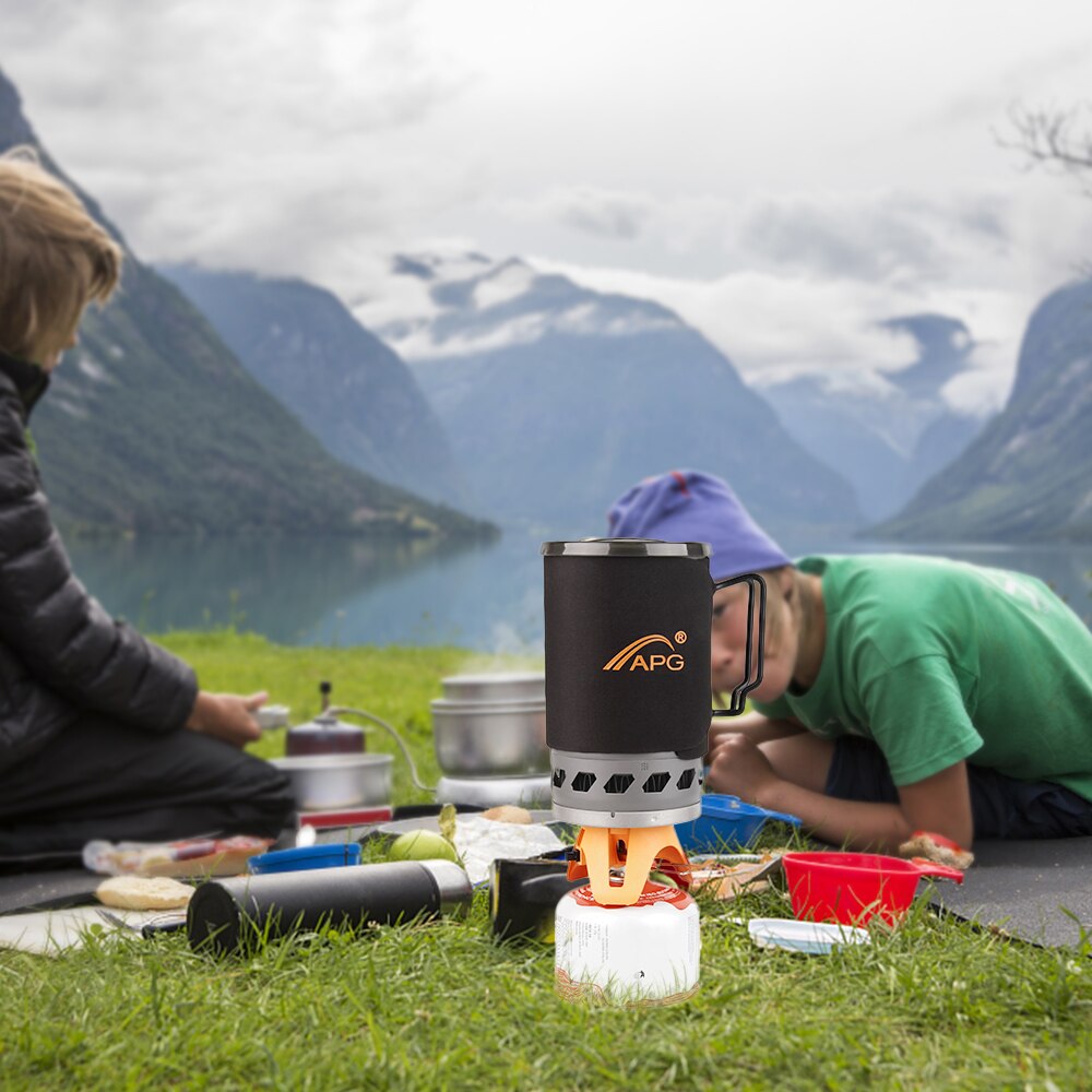 draussen Camping Herde-einstellen 1400ML Kochen Topf Gas Herde-einstellen Camping Gasherd Feuer Gas Brenner für Camping Wandern picknick