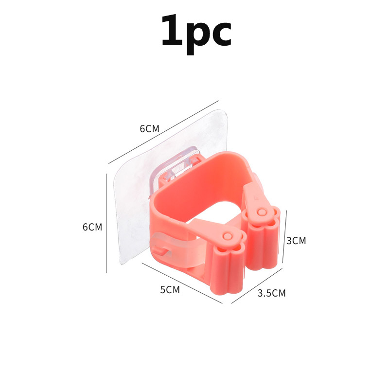 Estante de almacenamiento para baño, soporte para fregona, organizador de fregona montado en la pared, colgador de escoba, Clip para fregona, estante para fregona colgante de pared, ganchos autoadhesivos: Rojo