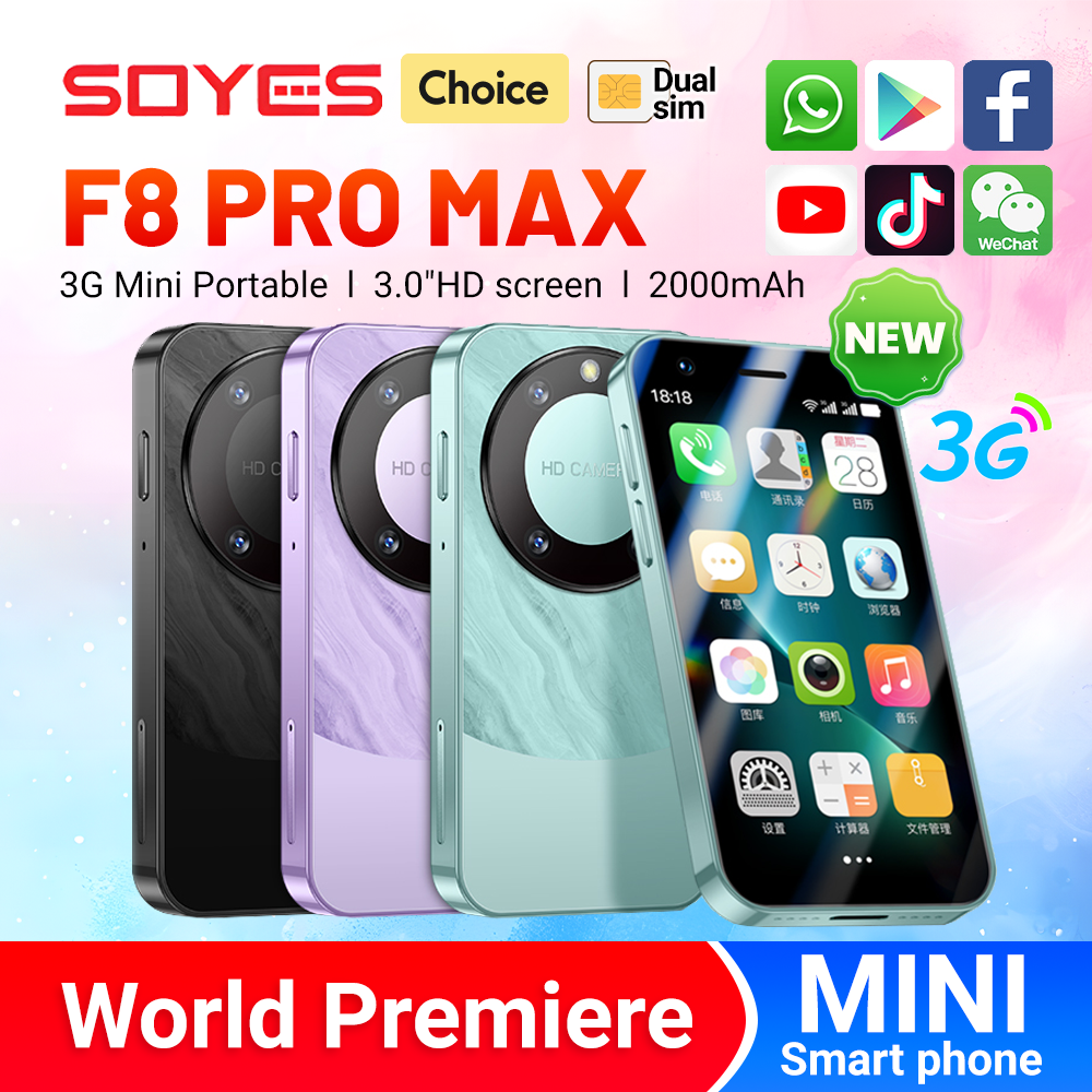 Estreia mundial SOYES F8 Pro Max Mini Android8.1 Smartphone 3,0 polegadas 2000mAh Face ID Dual SIM Standby Play Store 3G