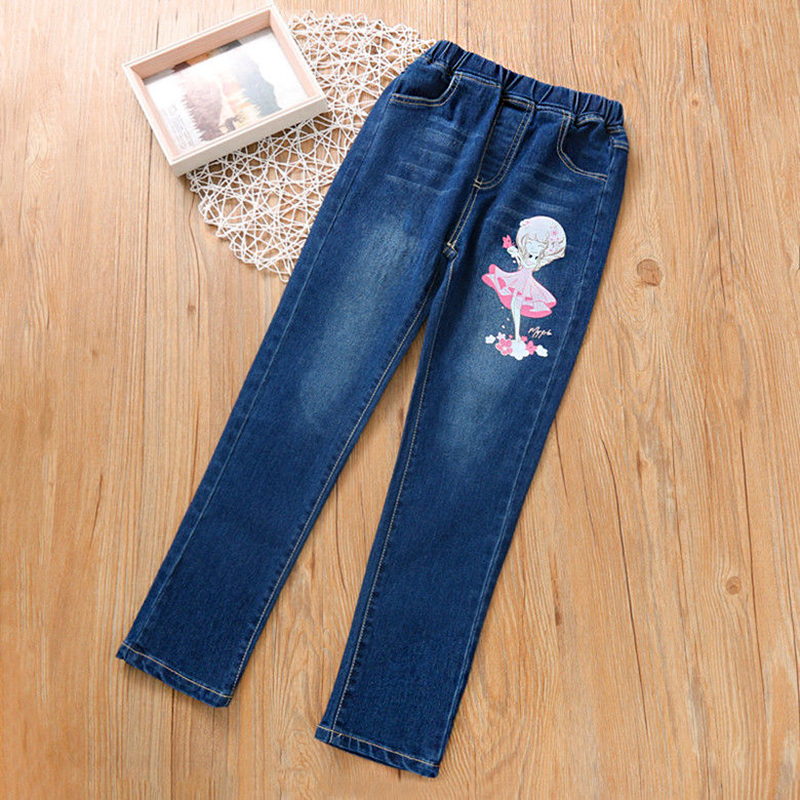 Pantalones vaqueros para niña de 3 a 12 años, modelos de primavera y otoño, pantalones grandes para niño, pantalones de pierna recta estampados: 3 / 110 (3-4Y)
