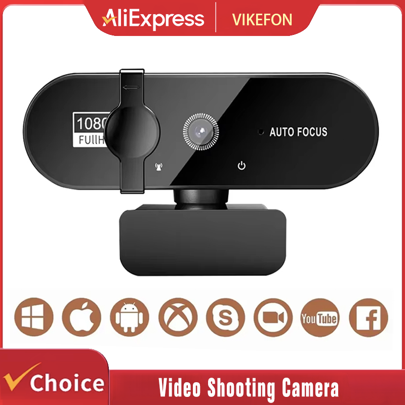 Vikefon 1080p mini câmera 2k full hd webcam com microfone 30fps usb web cam para foco automático pc portátil câmera de gravação de vídeo