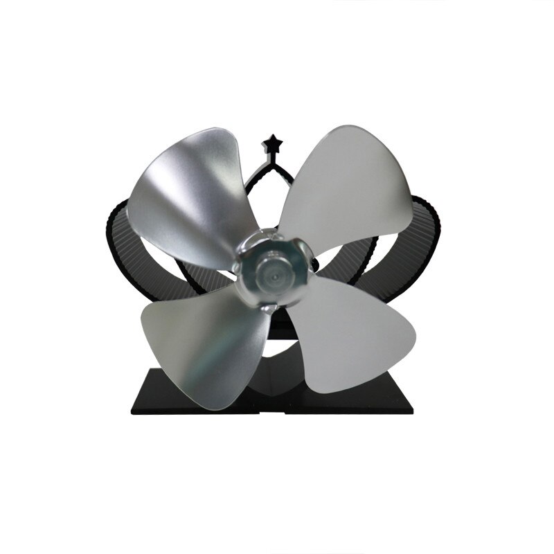Mini Stove Fan 4 Blade Fireplace Fan Heat komin Powered Wood Friendly Quiet Burner Eco Fan Home Efficient Heat Distribution tool: silver