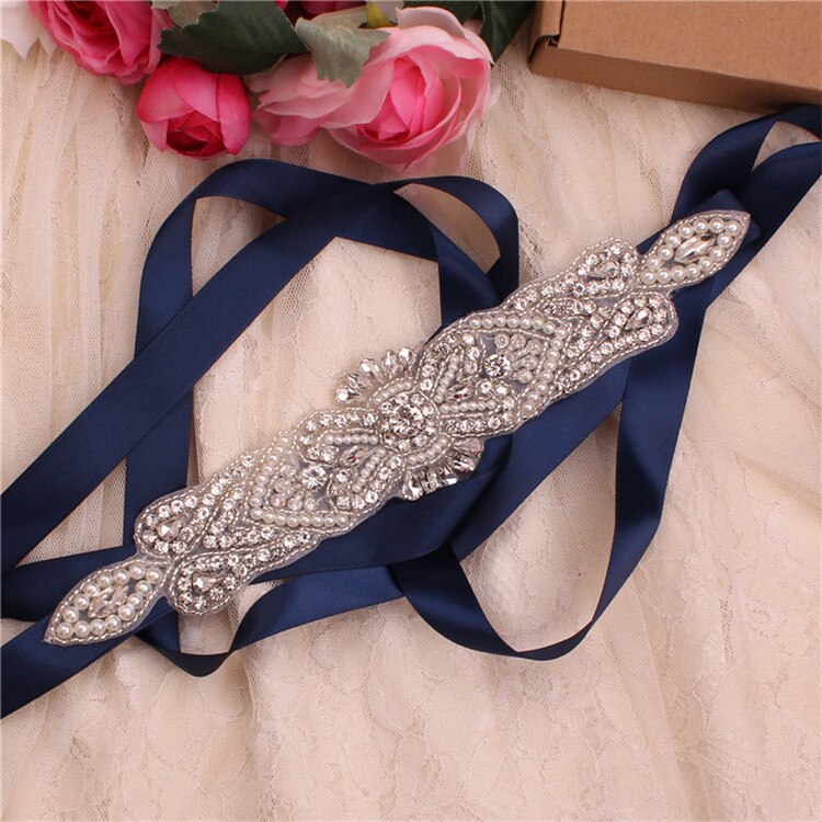 Yjwsxf Bruids Riem Trouwjurk Riem Dames Riem Parel Avondjurk Riem Rhinestone Riem Accessoriessories: dark blue