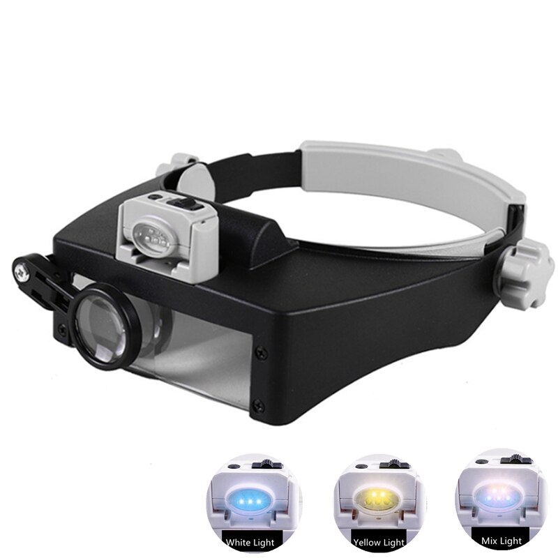 Hoofdband Vergrootglas 1.5X-11X Helm Verrekijker Eyewear Vergrootglazen Derde Hand Loupe Met Led Voor Repareren Borduurwerk