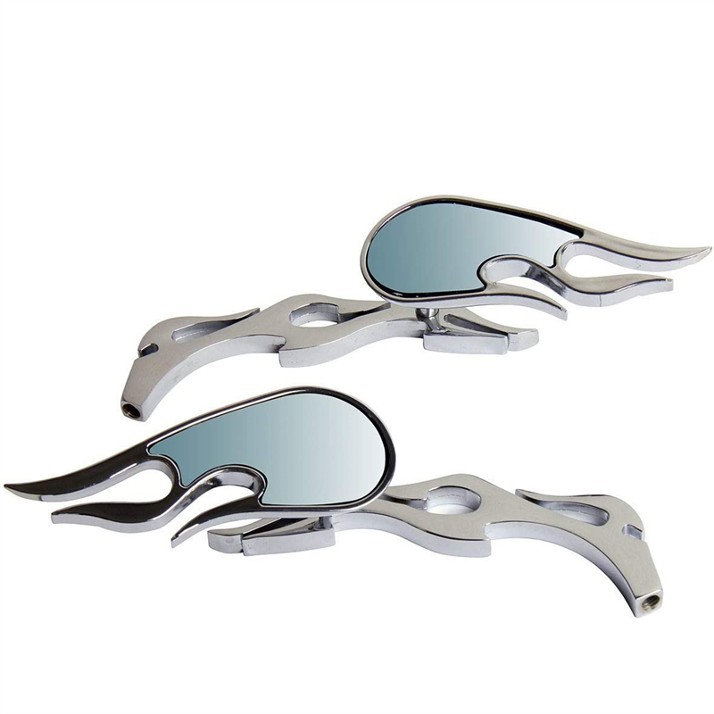 Universele chromen custom achteruitkijkspiegels met vlammenmotief voor kawasaki, honda, suzuki, ducati, bmw vt en vtx street motoren.