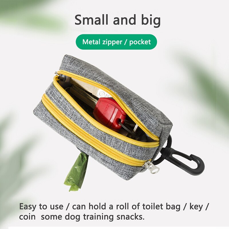 Dog Poop Dispenser With Double Zipper Leak-Proof Dog Waste Bags Oxford Cloth Waste Bag Dispenser Dog Poop Holder