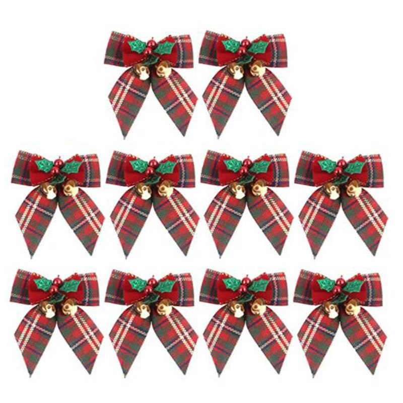 Ornements de sapin de noël en Jute de Jute, nœuds de ruban de noël pour arbre de noël présente des ornements de décorations: Red