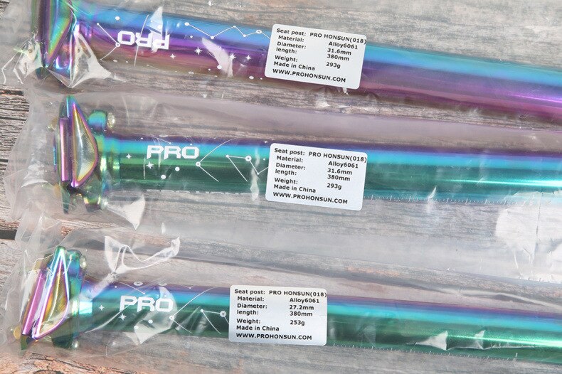 Tige de selle de vélo pleine CNC colorée DH XC vtt vélo de route tige de selle 27.2/30.8/31.6mm * 380mm VTT tige de selle arc-en-ciel