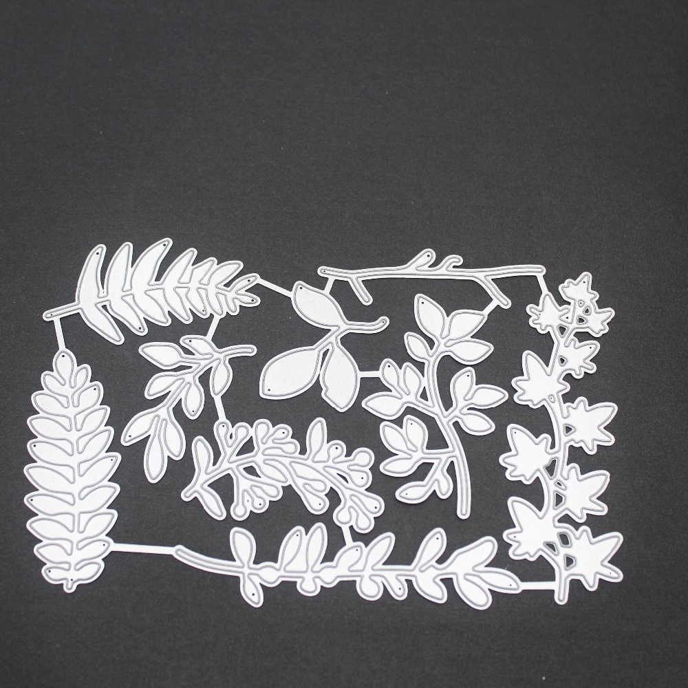 New2018 Metalen Sterft Snijden Sterven Cut DIY Decoratieve Embossing Scrapbooking Boom 9 Pcs Bladeren Bloem Craft Postzegels Stencil 11*17.5 cm