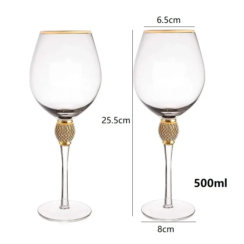 Juego de copas de vino con borde dorado de cristal, 2 uds., , con diamantes de imitación, decorativo, tallo largo, flautas de champán, de copa de cóctel: Azul cielo