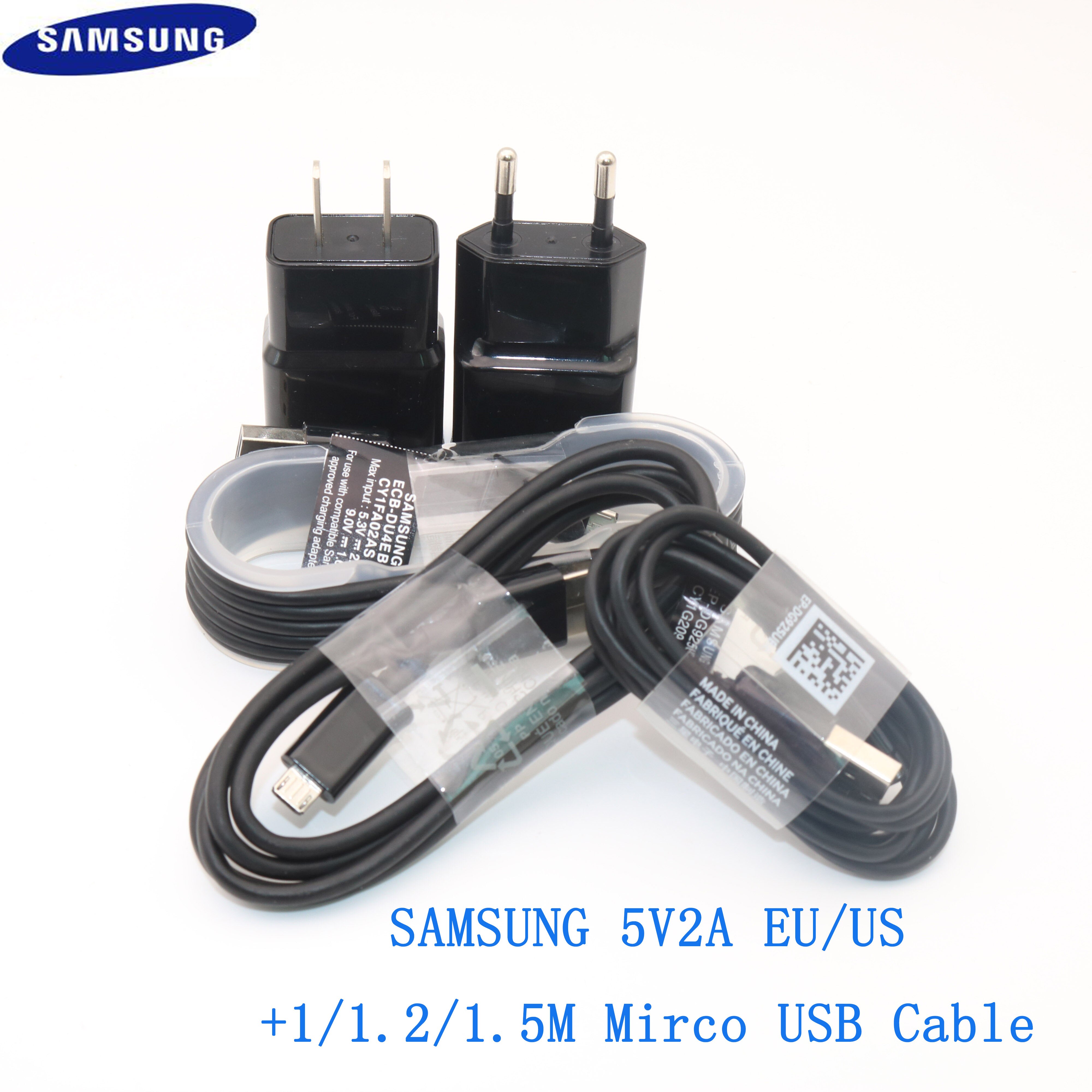 Para Samsung Galaxy S3 S4 S7 S6 Edge Note 4 5 J2 J3 J5 J7 cargador adaptador de viaje EU US 1m USB carga para Xiaomi