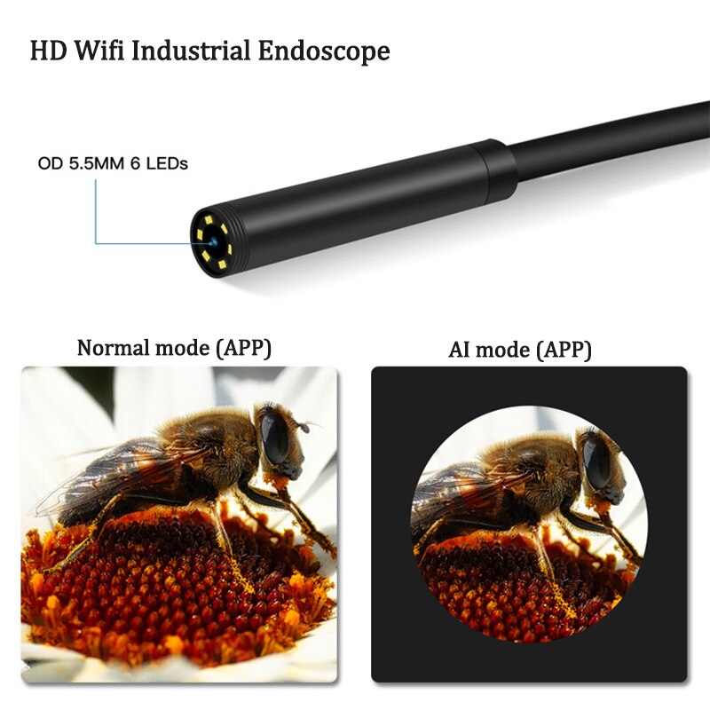 5MP HD kabellos Endoskop Kamera 5,5mm Objektiv mit LED Licht 10M fest Kabel IP67 Industrielle Überprüfen Endoskop für Android Iphone