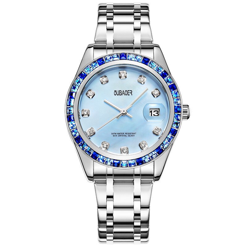 Relogios Femininos Oubaoer Top Luxe Kalender Quartz-Horloge Dames Horloges Vrouwen Rvs Strass Horloges Vrouwen