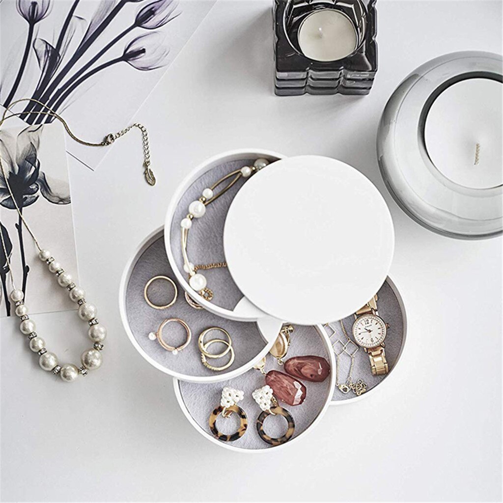 Mode-sieraden Opbergdoos Mode 4-Layer Draaibaar Sieraden Accessoire Opslag Met Libirthday Voor Vrouwen