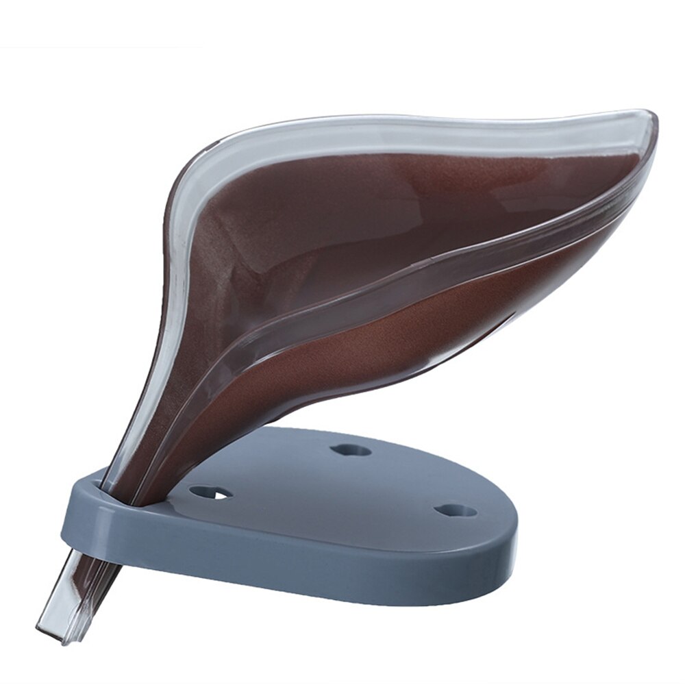 Leaf Shaped Soap Box Drain Soap Holder Suction Cup Soap Dish Plastic Soap Tray Bathroom Accessories Supplies: Coffee plus