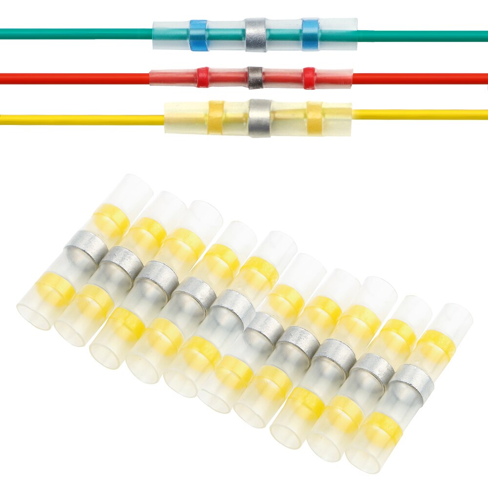 10/50Pcs Solder Ring Heat Shrinkable Terminal Mixed Heat Shrink Connector Terminal Block Welding Solder Seal Sleeve Waterproof