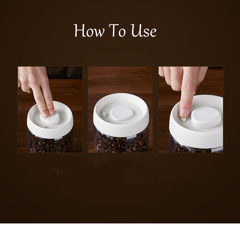 Food Coffee Beans Storage Bottles &amp; Jars with Cover Plastic Vacuum sealed Tank Storage Press and exhaust storage