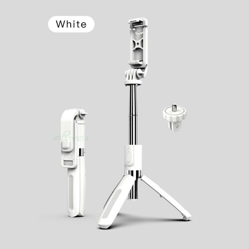 Roreta Draadloze Bluetooth Selfie Stick Opvouwbare Handheld Monopod 3 In 1 Universele Uitschuifbare Statief Met Afstandsbediening Sluiter Knop: WHITE