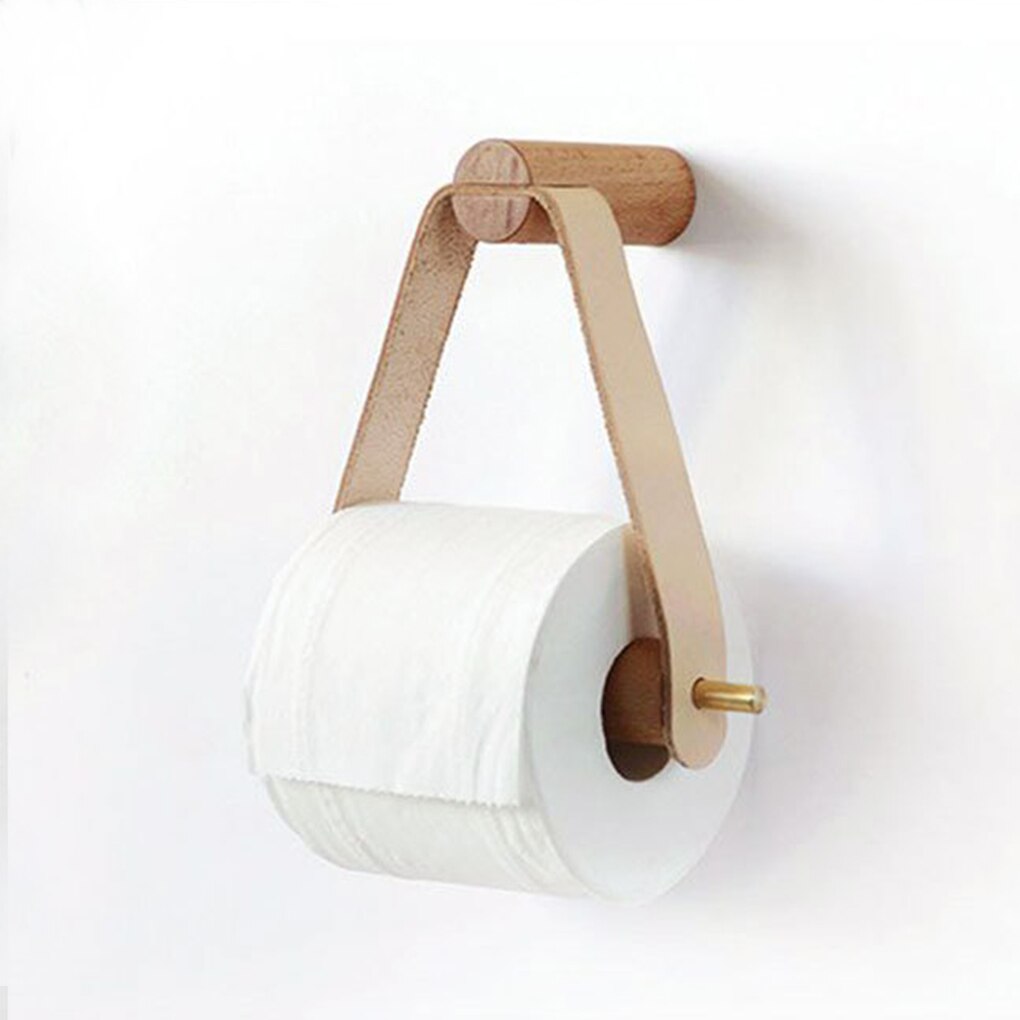 Wooden Rolled Toilet Paper Holder Bathroom Storage Paper Hand Towel Dispenser Tissue Paper Rack Bathroom Decorating Supplies