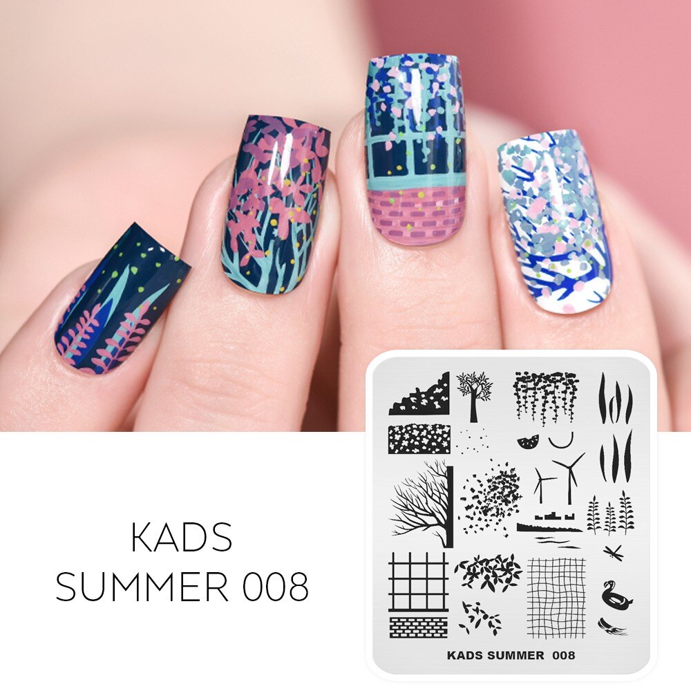 Nail Art timbre plaque fleur feuilles léopard impression Image ongles estampage modèle ongle bricolage pochoir plaque pour Nail Art: Summer 008