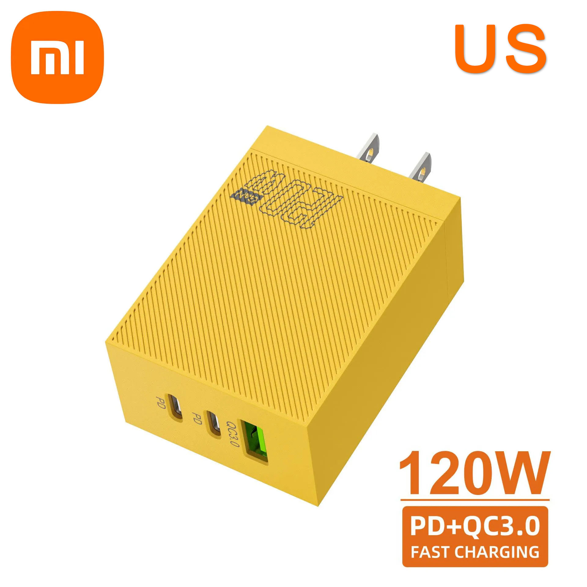 Xiaomi 120W carga rápida 3 puertos cargador de teléfono móvil cargadores USB tipo C adaptador de pared PD Dual enchufe UE/EE. UU. para iPhone Xiaomi: CH